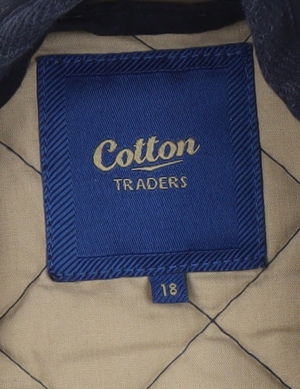 Cotton Traders Womens Blue Quilted Mid-Length Jacket Size 18