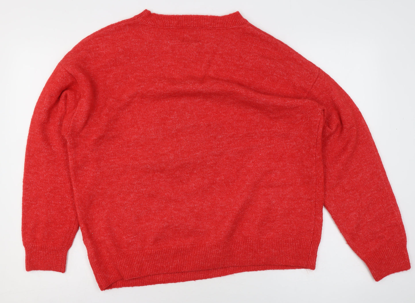 Disney Women’s Red Mickey Mouse Crew Neck Knit Jumper Size L