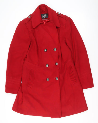 Womens UK Size 12 Wallis Red Pea Coat