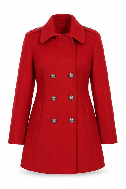 Womens UK Size 12 Wallis Red Pea Coat