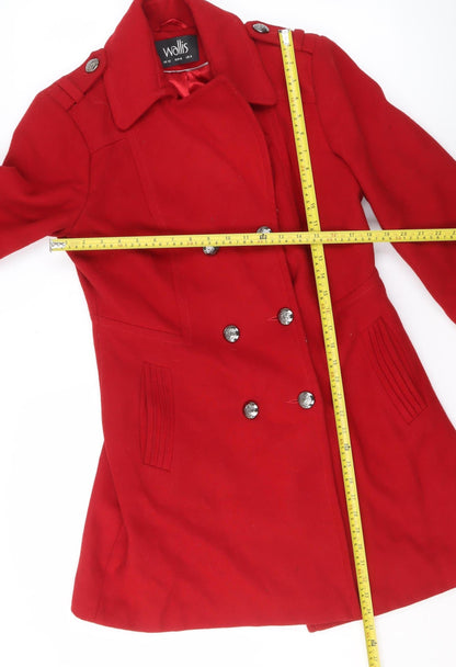 Womens UK Size 12 Wallis Red Pea Coat