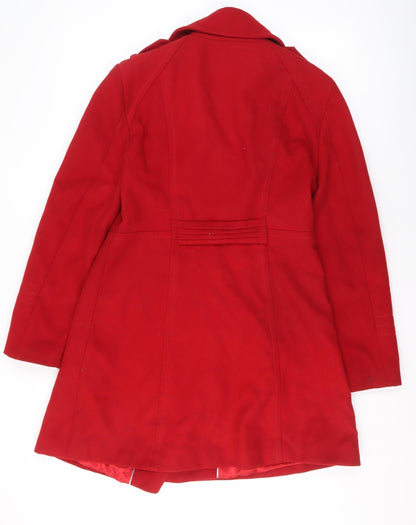 Womens UK Size 12 Wallis Red Pea Coat