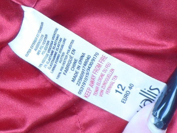 Womens UK Size 12 Wallis Red Pea Coat