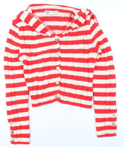 Womens UK Size 12 Zara Red Cardigan Jumper