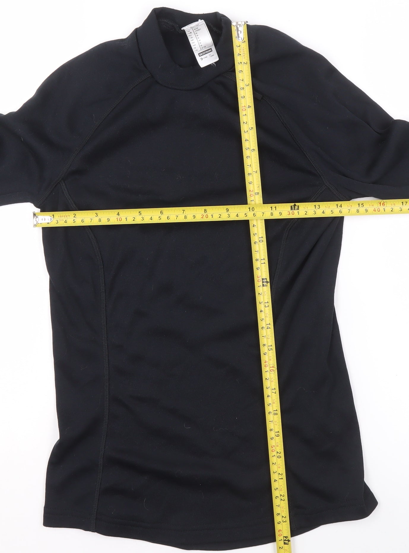 Womens UK Size M DECATHLON Black Basic T-Shirt