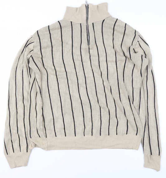 Mens UK Size S boohooMAN Beige 1/2 Zip Sweatshirt