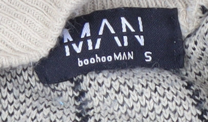 Mens UK Size S boohooMAN Beige 1/2 Zip Sweatshirt