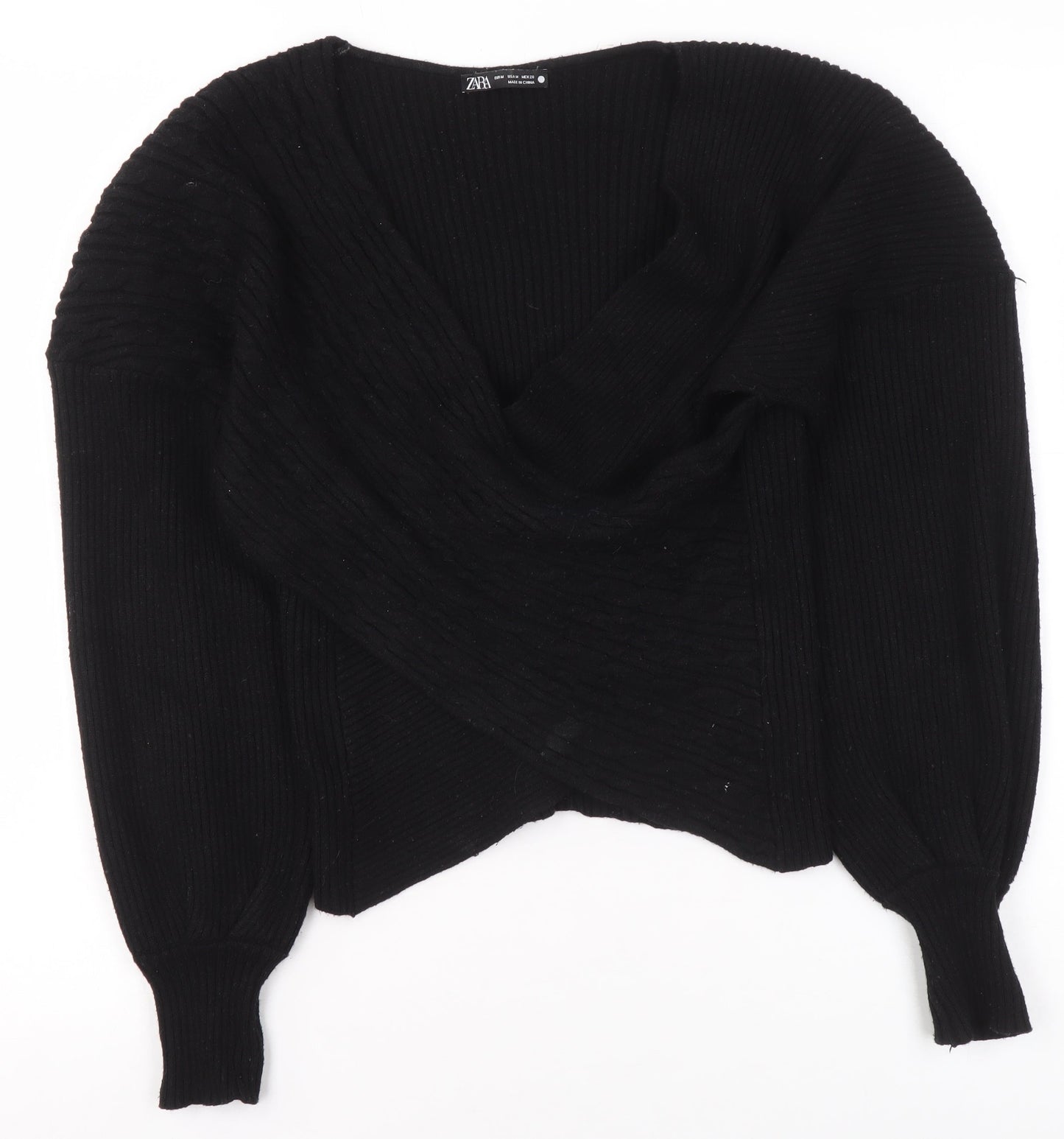 Womens UK Size 12 Zara Black Wrap Jumper