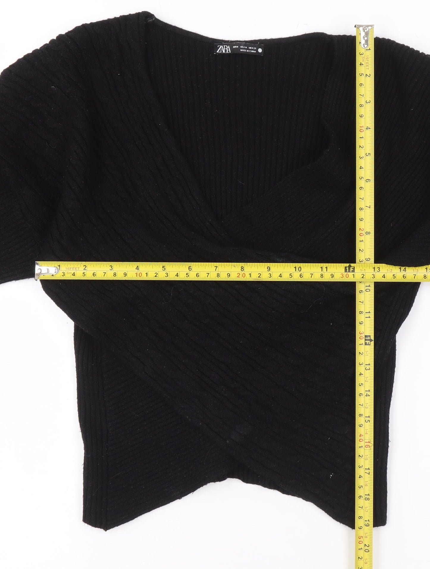 Womens UK Size 12 Zara Black Wrap Jumper