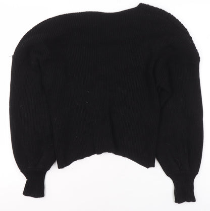 Womens UK Size 12 Zara Black Wrap Jumper