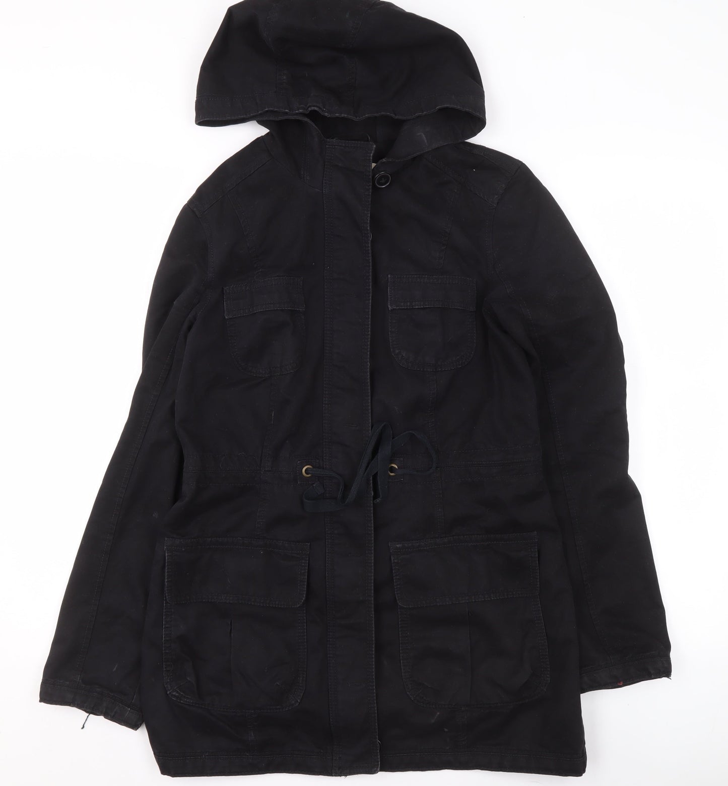 Womens UK Size 10 Just Jeans Black Parka Coat