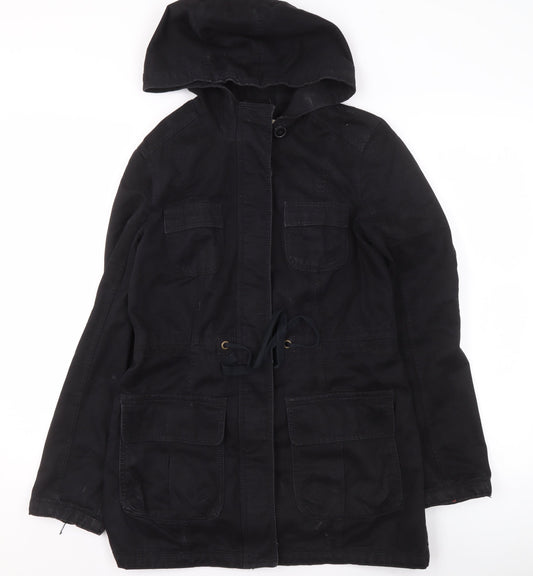 Womens UK Size 10 Just Jeans Black Parka Coat