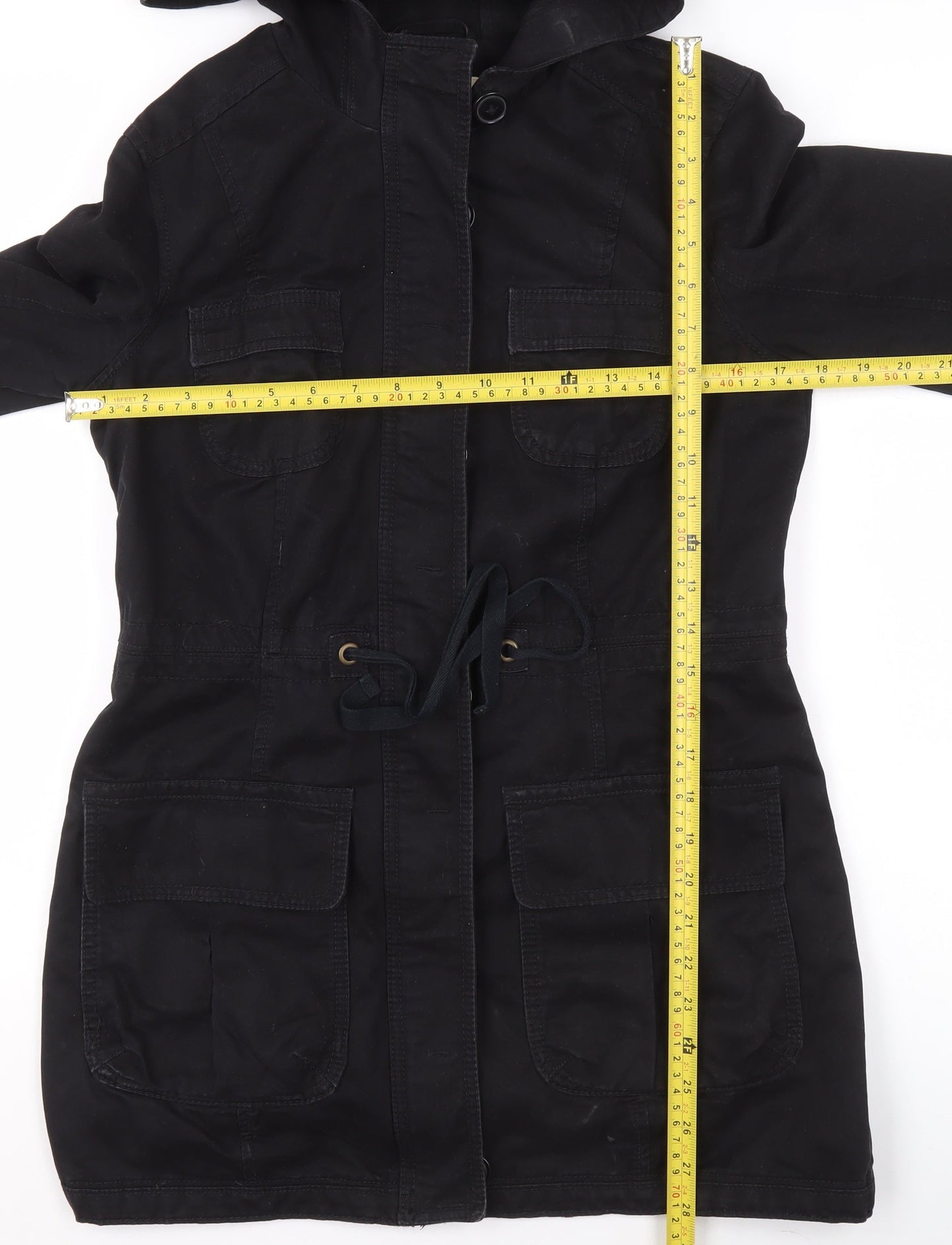 Womens UK Size 10 Just Jeans Black Parka Coat