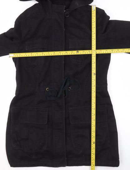 Womens UK Size 10 Just Jeans Black Parka Coat