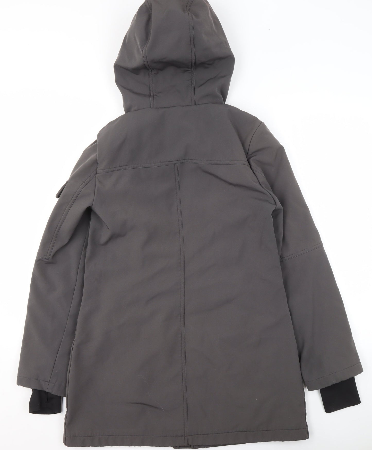 French Connection Women Grey Hooded Parka Coat S Long Waterproof