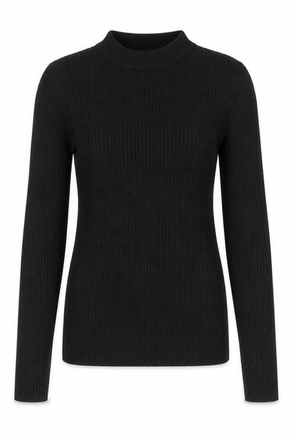 ONLY Women's Black Ribbed Mock Neck Long Sleeve Knit Top Size M