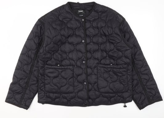 Pull&Bear Womens Black Quilted Short Padded Jacket Size S