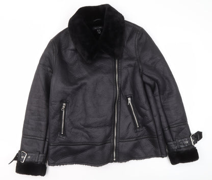 New Look Women's Black Faux Leather Biker Jacket Size M