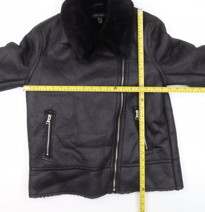 New Look Women's Black Faux Leather Biker Jacket Size M