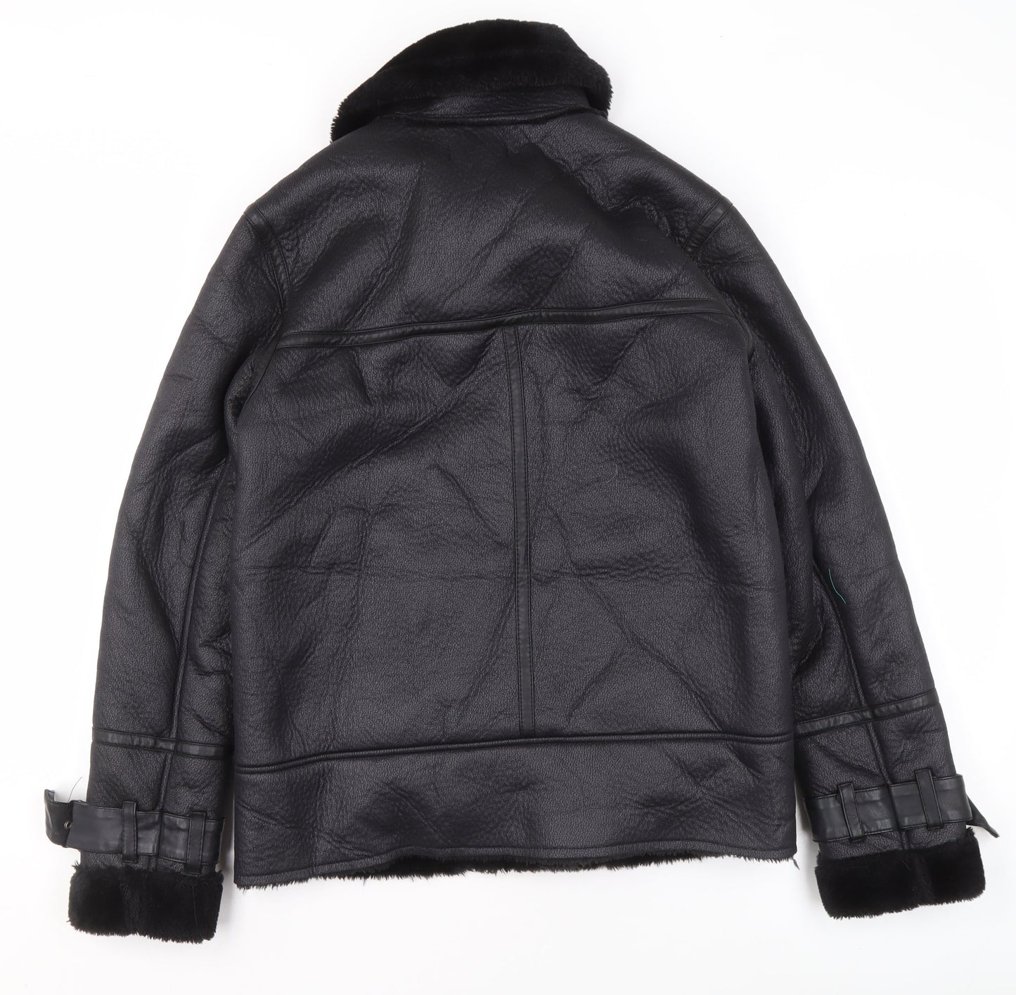 New Look Women's Black Faux Leather Biker Jacket Size M