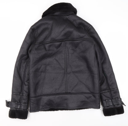 New Look Women's Black Faux Leather Biker Jacket Size M
