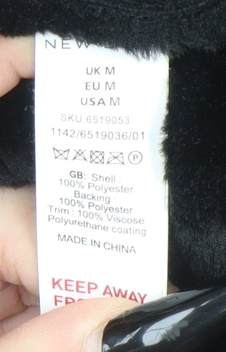 New Look Women's Black Faux Leather Biker Jacket Size M