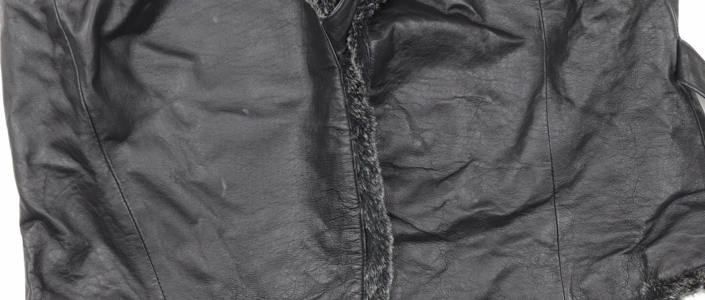 Kaleidoscope Women's Black Faux Fur Trim Leather Waistcoat UK 18