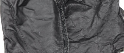 Kaleidoscope Women's Black Faux Fur Trim Leather Waistcoat UK 18