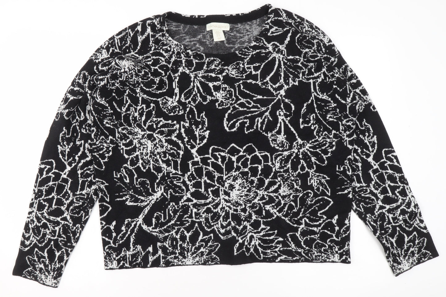 Cynthia Rowley Women’s Black Floral Knit Jumper XL