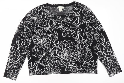 Cynthia Rowley Women’s Black Floral Knit Jumper XL