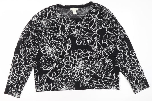 Cynthia Rowley Women’s Black Floral Knit Jumper XL