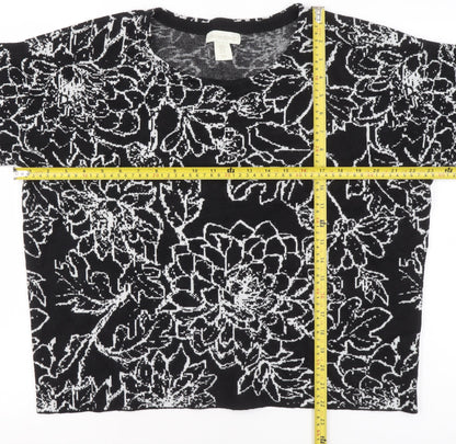 Cynthia Rowley Women’s Black Floral Knit Jumper XL