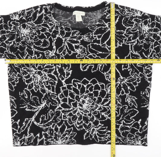 Cynthia Rowley Women’s Black Floral Knit Jumper XL