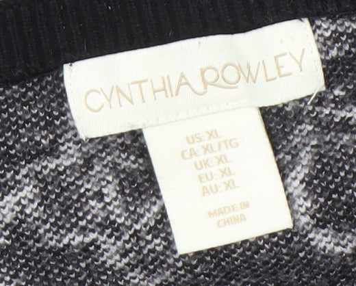 Cynthia Rowley Women’s Black Floral Knit Jumper XL