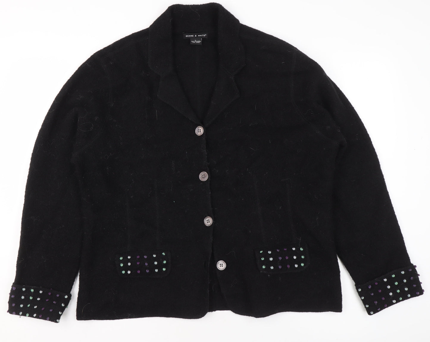 Womens UK Size L Deane & White Black Basic Jacket