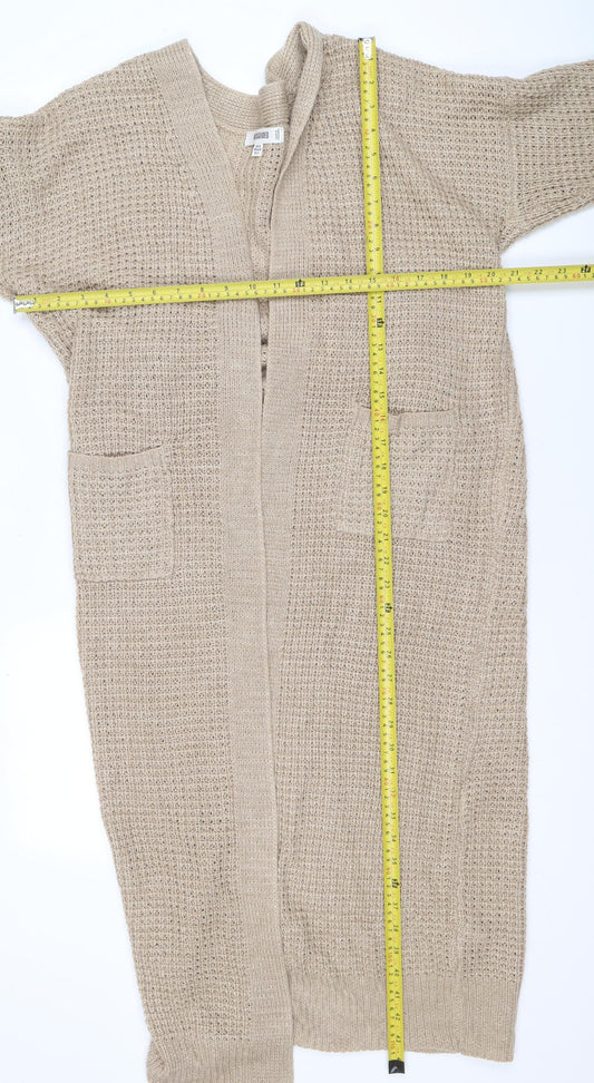 Missguided Women’s Beige Long Knit Open Coatigan Size 6