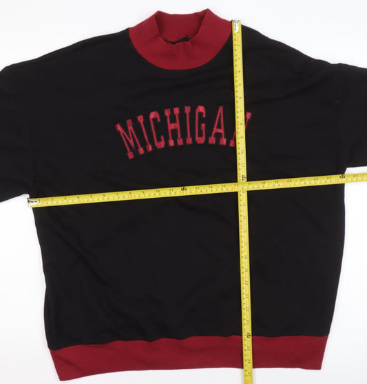Boohoo Womens Black Red Michigan Pullover Sweatshirt UK 18