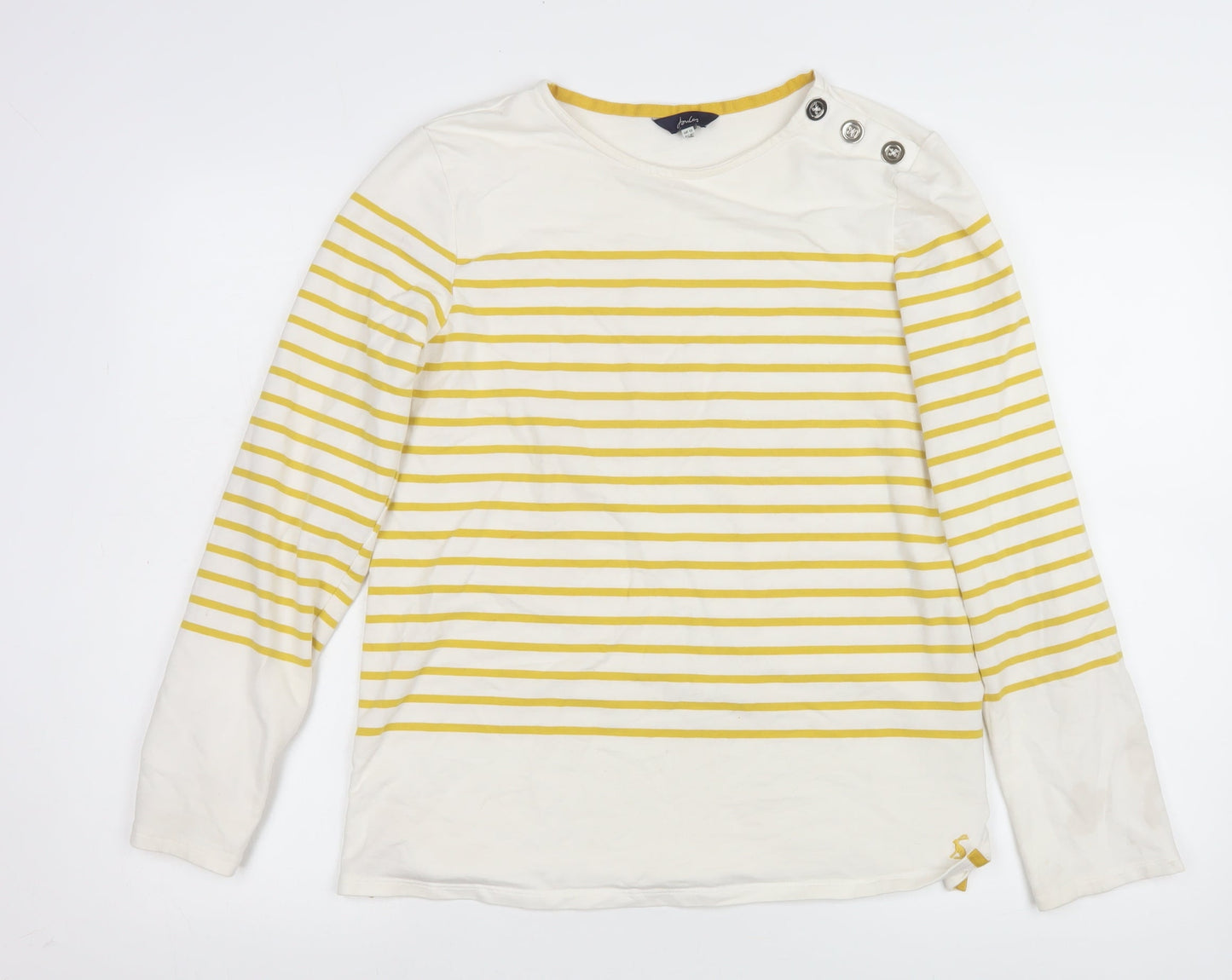 Joules Women’s Yellow Striped Long Sleeve Classic Top UK 12