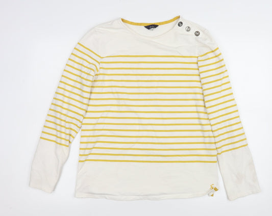 Joules Women’s Yellow Striped Long Sleeve Classic Top UK 12