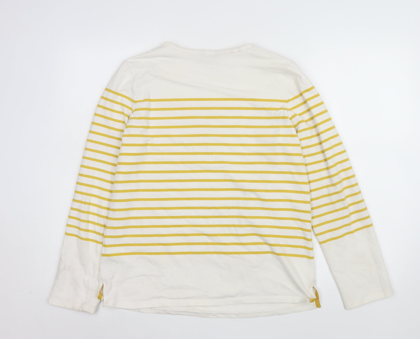 Joules Women’s Yellow Striped Long Sleeve Classic Top UK 12