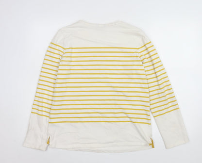 Joules Women’s Yellow Striped Long Sleeve Classic Top UK 12