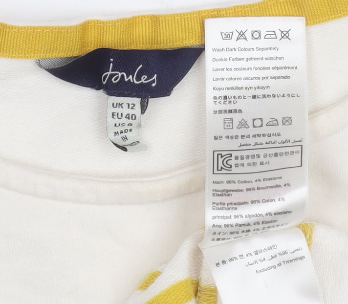 Joules Women’s Yellow Striped Long Sleeve Classic Top UK 12