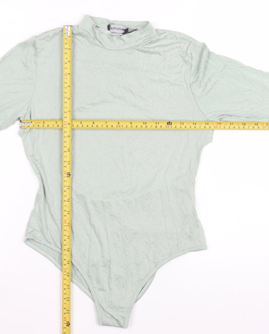 PrettyLittleThing Women’s Sage Green Long Sleeve Bodysuit Size 10