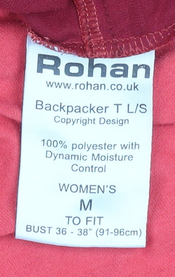 Rohan Womens Red Backpacker Long Sleeve T-Shirt M Lightweight Activewear Top