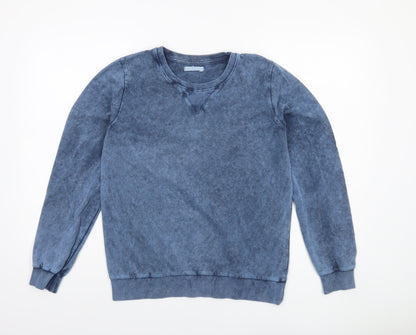 Brave Soul Women Blue Cotton Crew Neck Long Sleeve Sweatshirt M