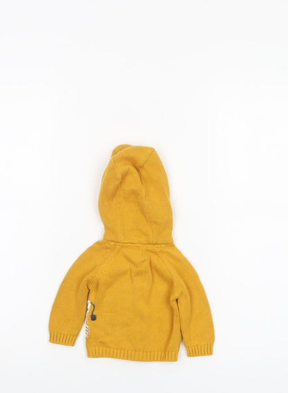 John Lewis Unisex Baby Yellow Hooded Cotton Zebra Cardigan 0-3 Months