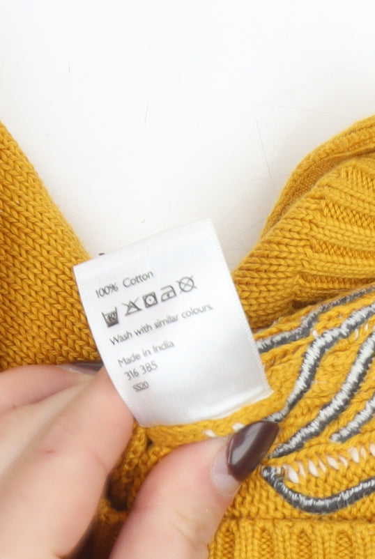 John Lewis Unisex Baby Yellow Hooded Cotton Zebra Cardigan 0-3 Months