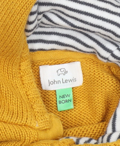 John Lewis Unisex Baby Yellow Hooded Cotton Zebra Cardigan 0-3 Months