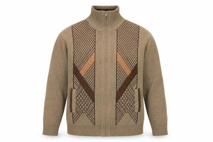 Mens UK Size L ZSZ Menswear Beige Full Zip Jumper