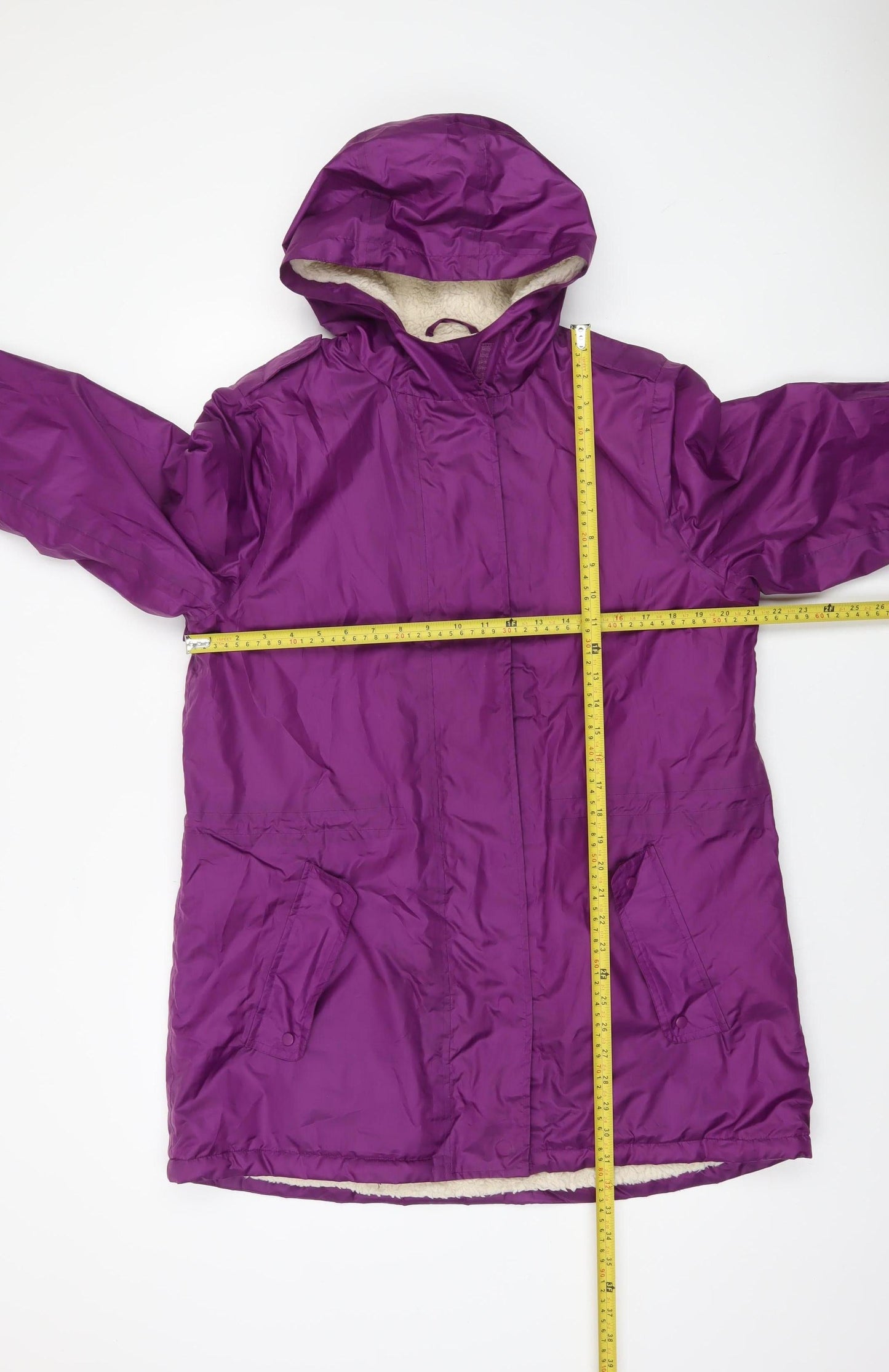 Cotton Traders Women Purple Hooded Parka Jacket Size 14 Polyester Lined